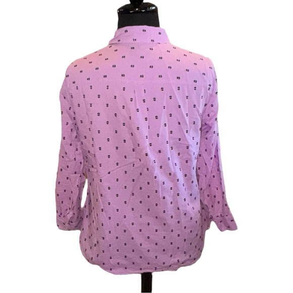 TALBOTS CLIP DOT COLLARED POPOVER - VIBRANT FLORAL 1X Purple/Navy Dots - Picture 3 of 13